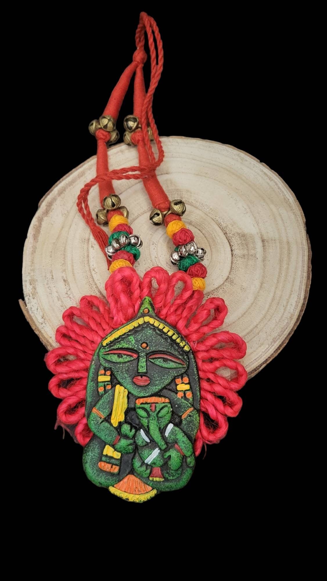 Handmade Polymer Clay Pendant Necklace: Indian Art Jewelry