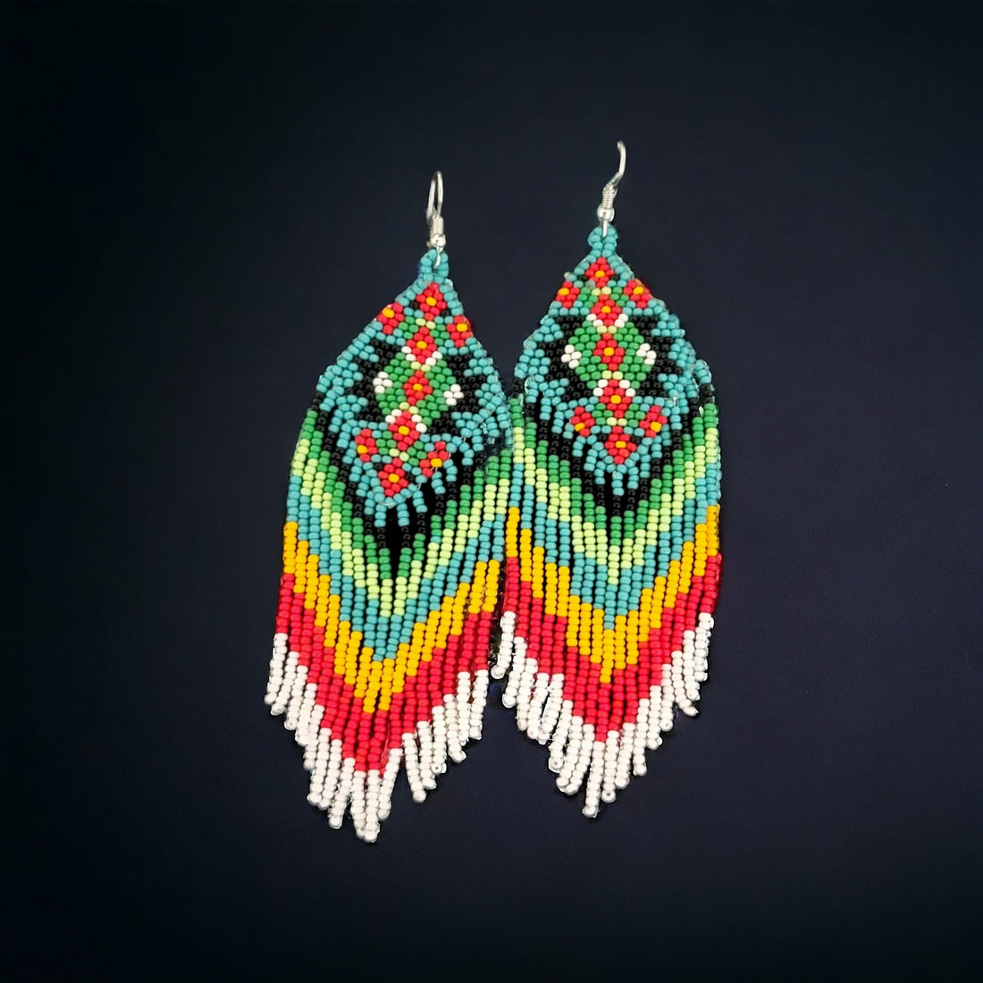 Handmade Beaded Fringe Earrings: Colorful Boho Threader