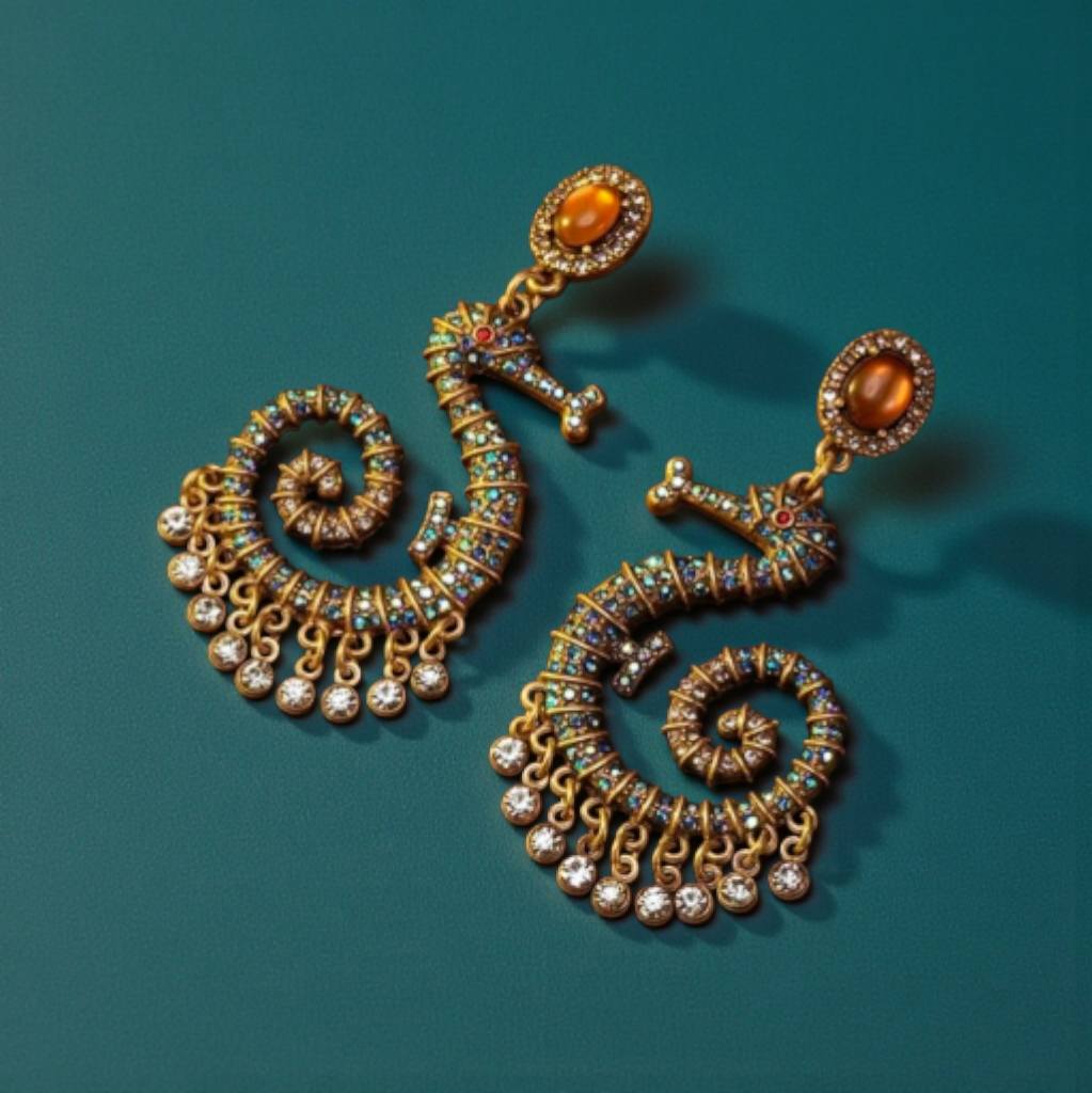 Vintage Seahorse Statement Earrings: Ocean-Inspired Jewelry