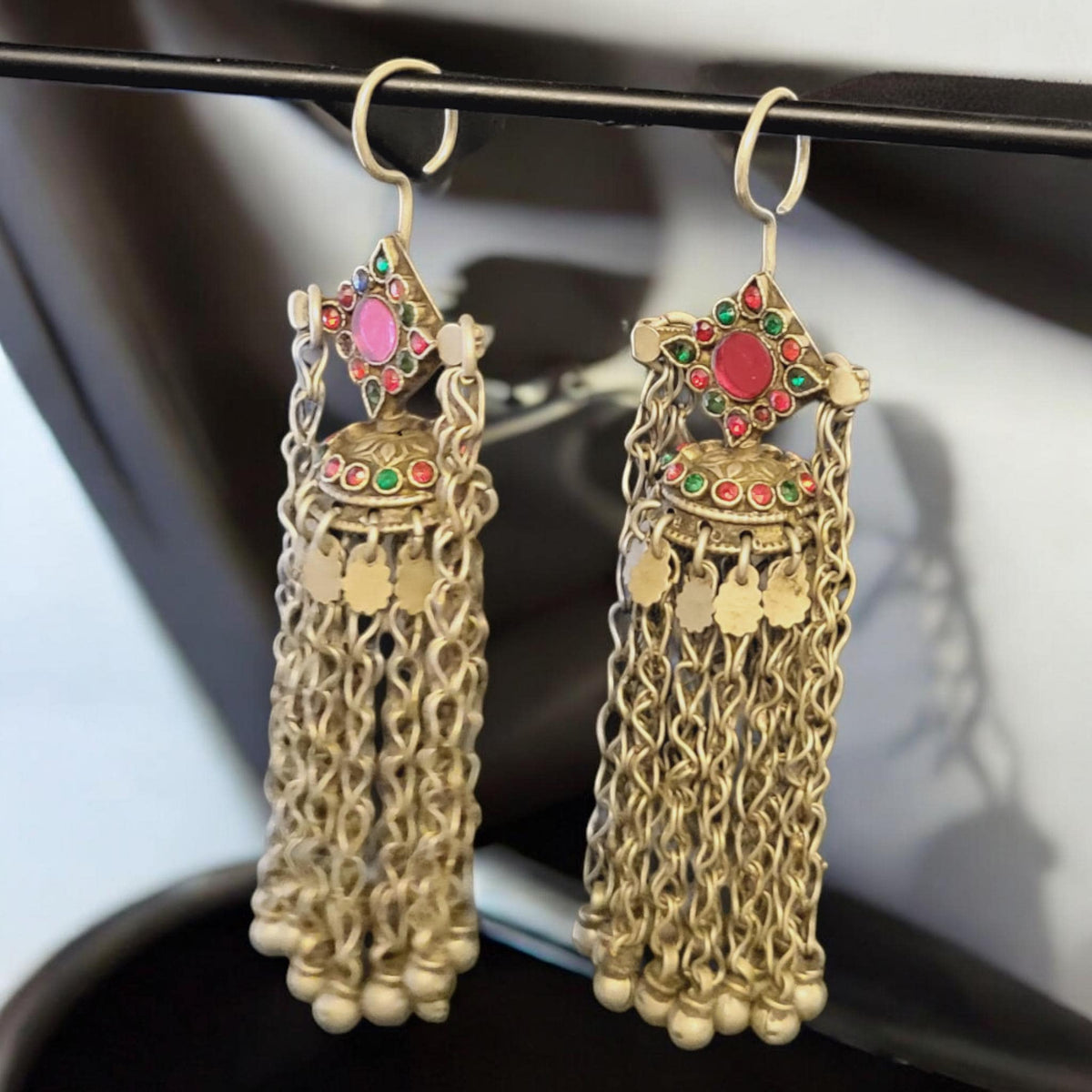 Vintage Kuchi Long Tribal Earrings: Afghan Gypsy Style