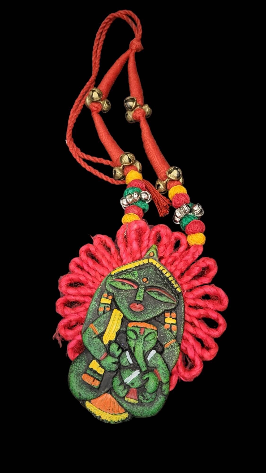Handmade Polymer Clay Pendant Necklace: Indian Art Jewelry