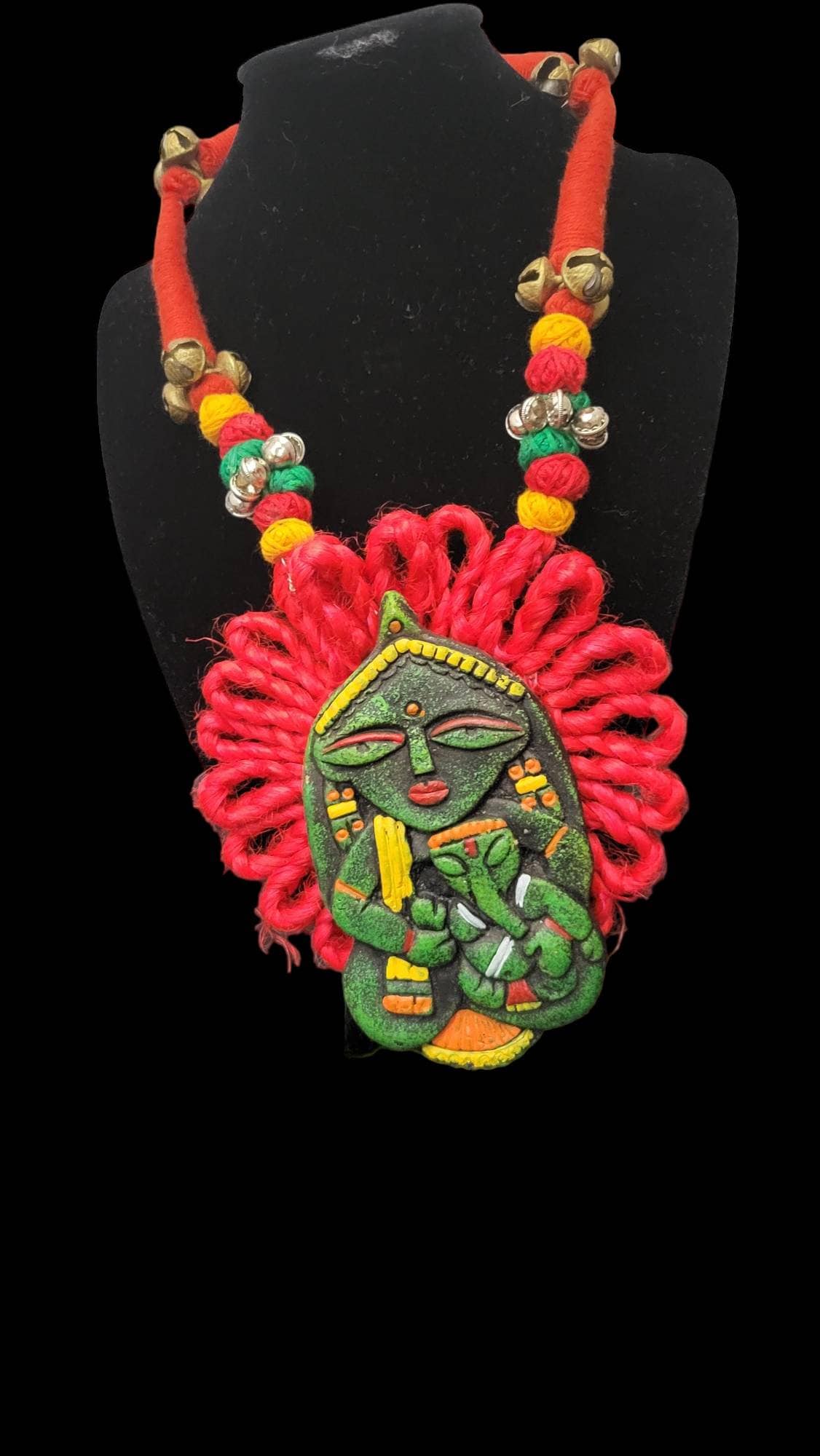 Handmade Polymer Clay Pendant Necklace: Indian Art Jewelry