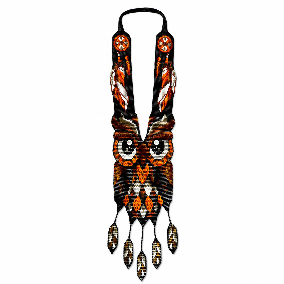 Handmade Beaded Owl Necklace: Long Statement Jewelry