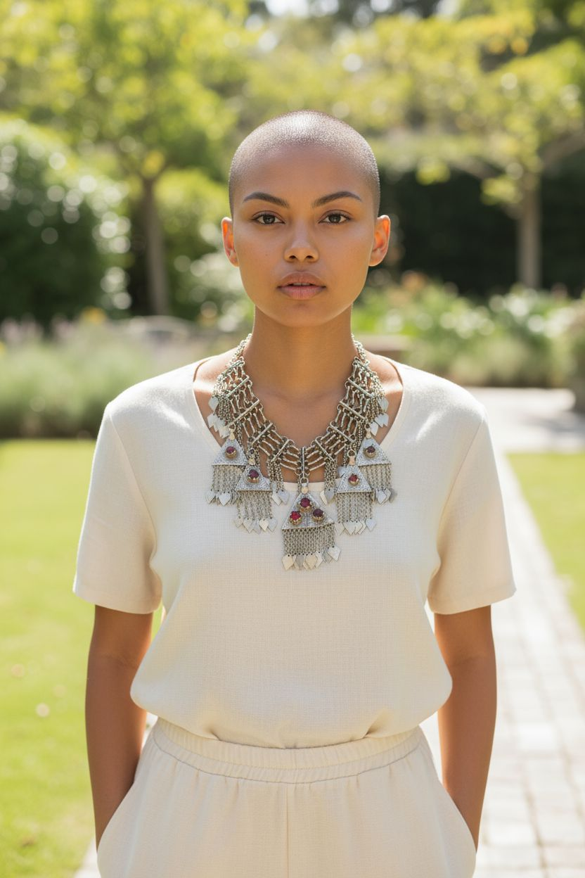Desert Rose Tribal Gala Necklace: Statement Geometric Bib
