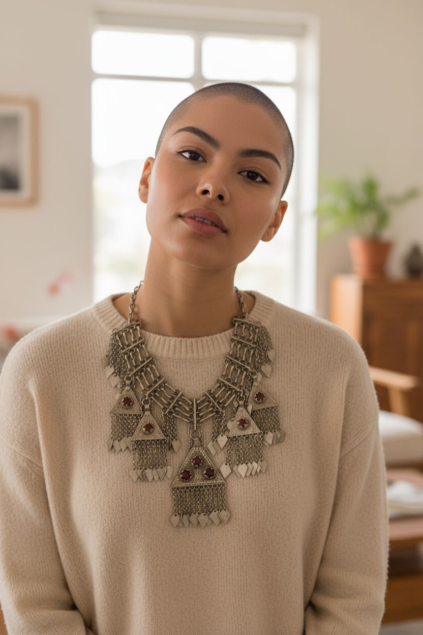 Desert Rose Tribal Gala Necklace: Statement Geometric Bib