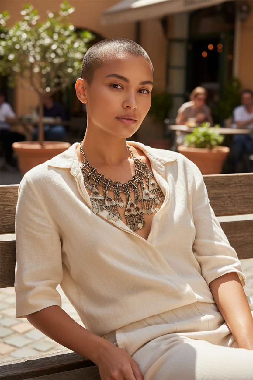 Desert Rose Tribal Gala Necklace: Statement Geometric Bib