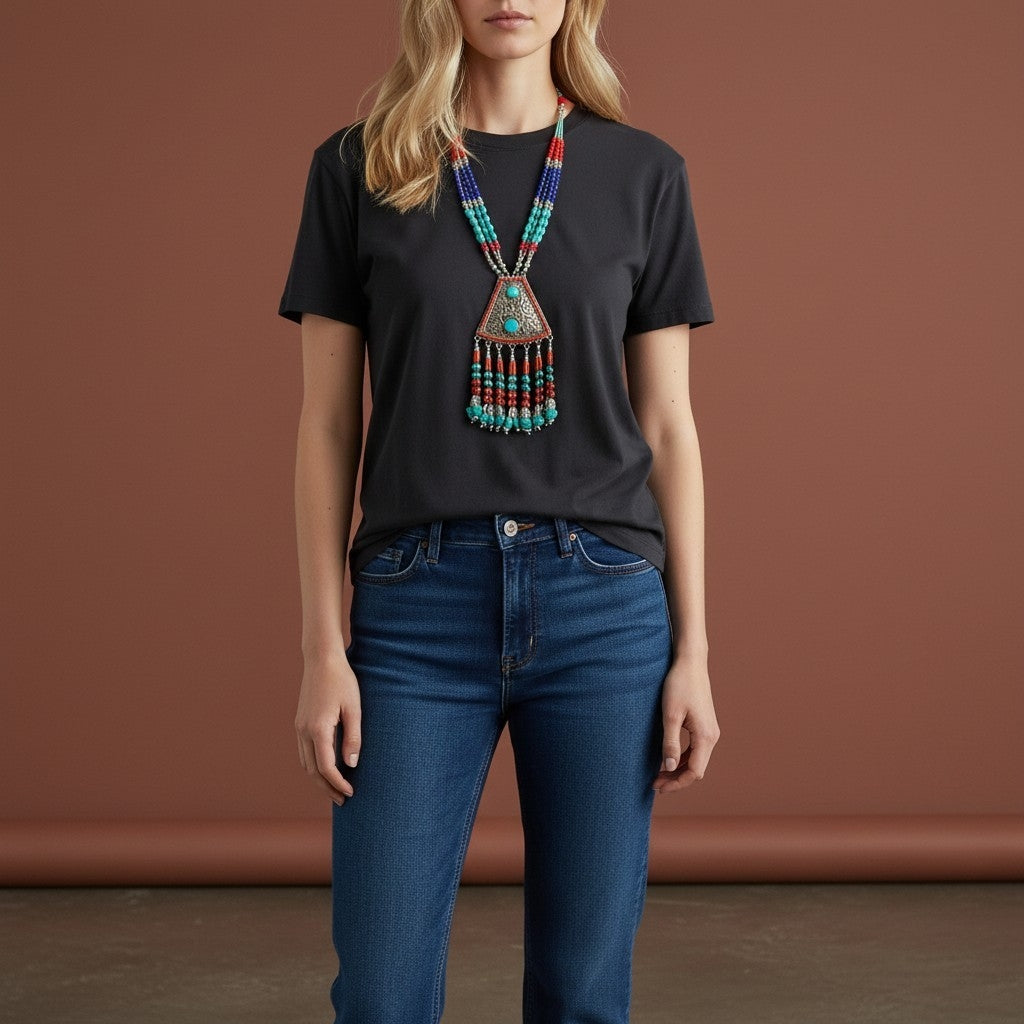 Heritage Hue: Handcrafted Tribal Statement Necklace