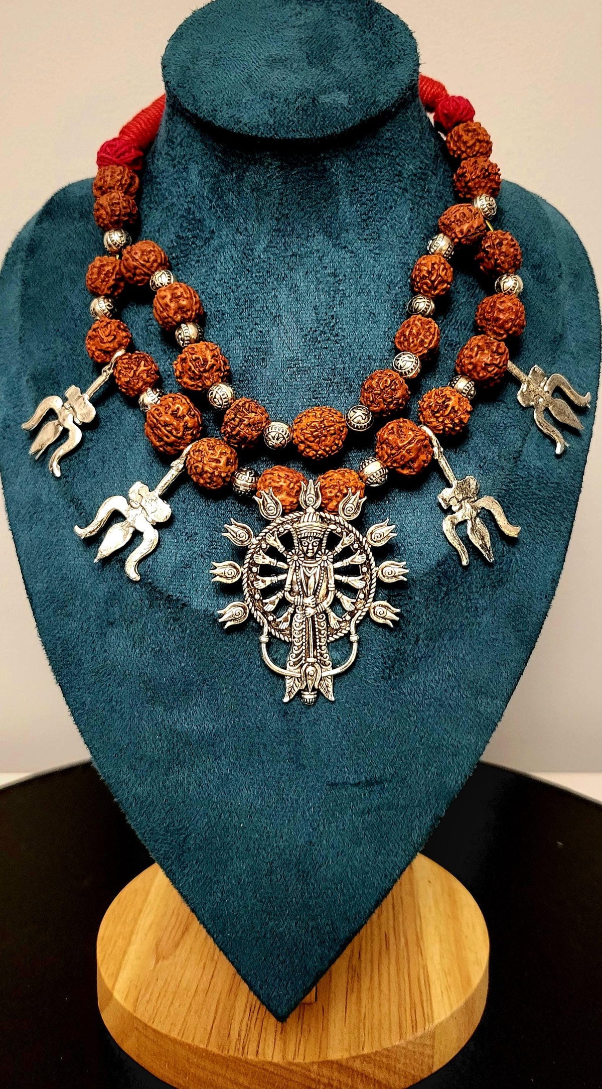Large Kali Goddess Rudraksha Necklace: India Spiritual Amulet