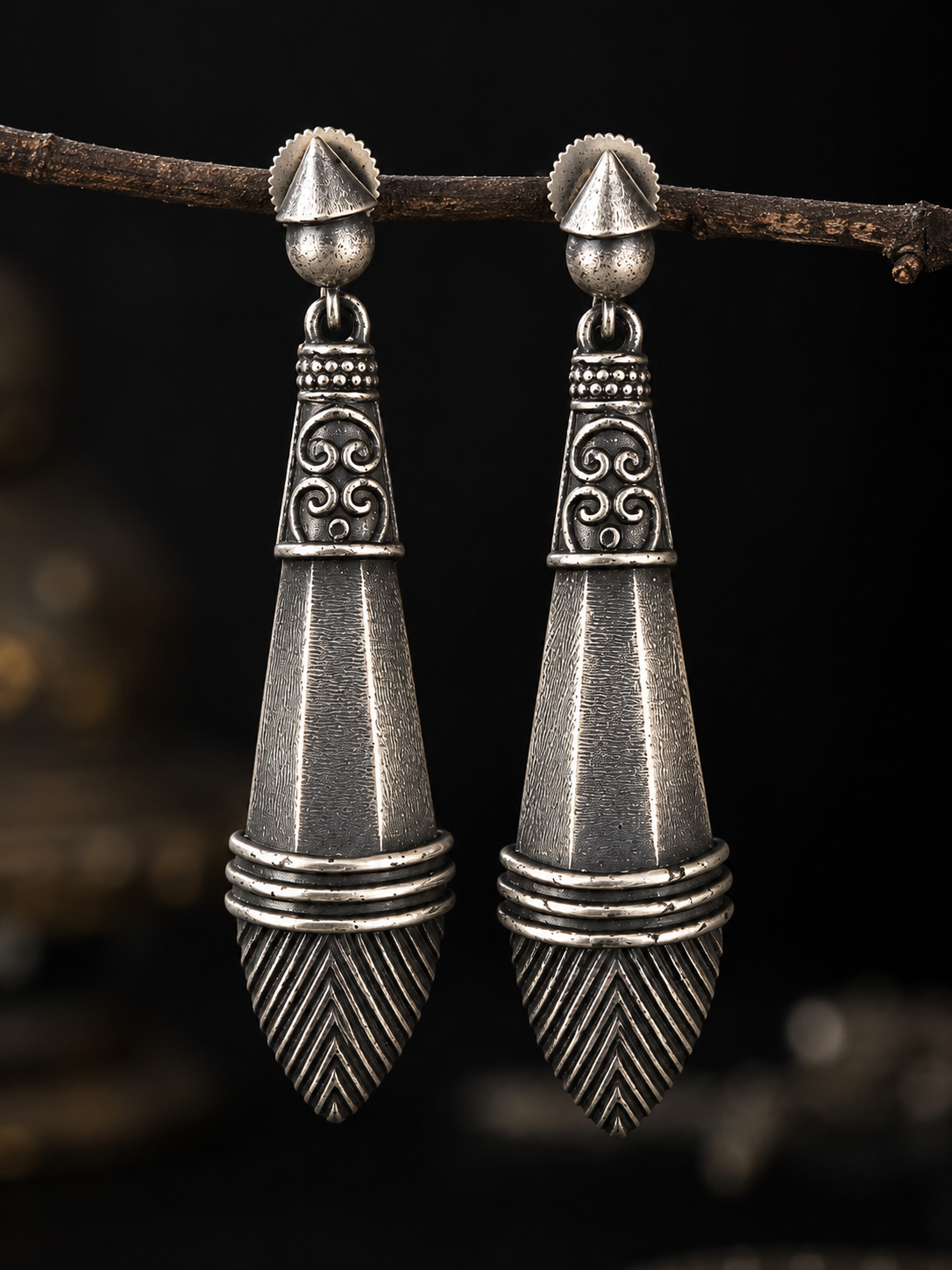 German Silver Drop Earrings: Ethnic Indian Jewelry
