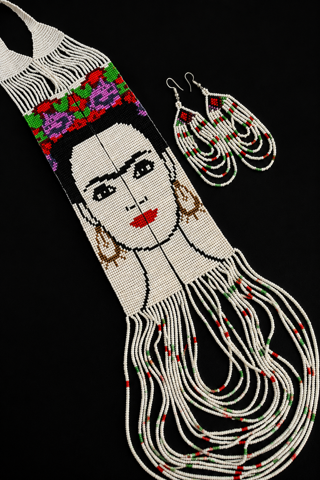 Ręcznie Robiony Naszyjnik z Koralików Frida Kahlo: Biżuteria w Stylu Meksykańskim