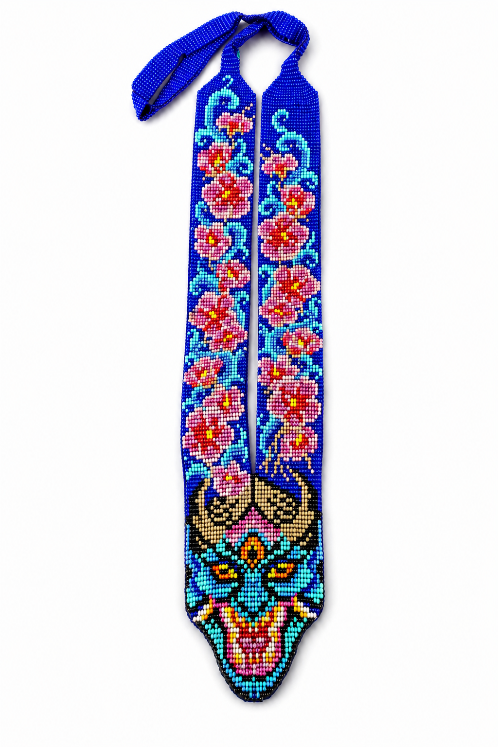Naszyjnik ręcznie robiony Trzecie Oko z koralików seed beads: Etniczna duchowa biżuteria kwiatowa
