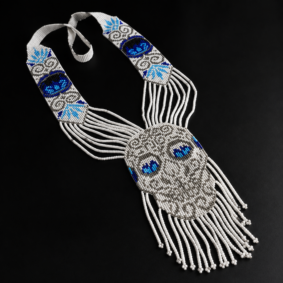 Handmade White Skull Beaded Statement Necklace