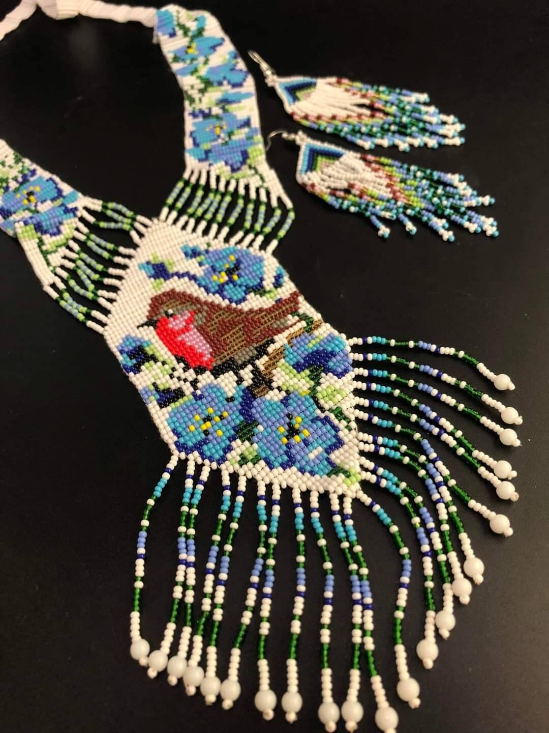 Handmade Beaded Bird Statement Necklace