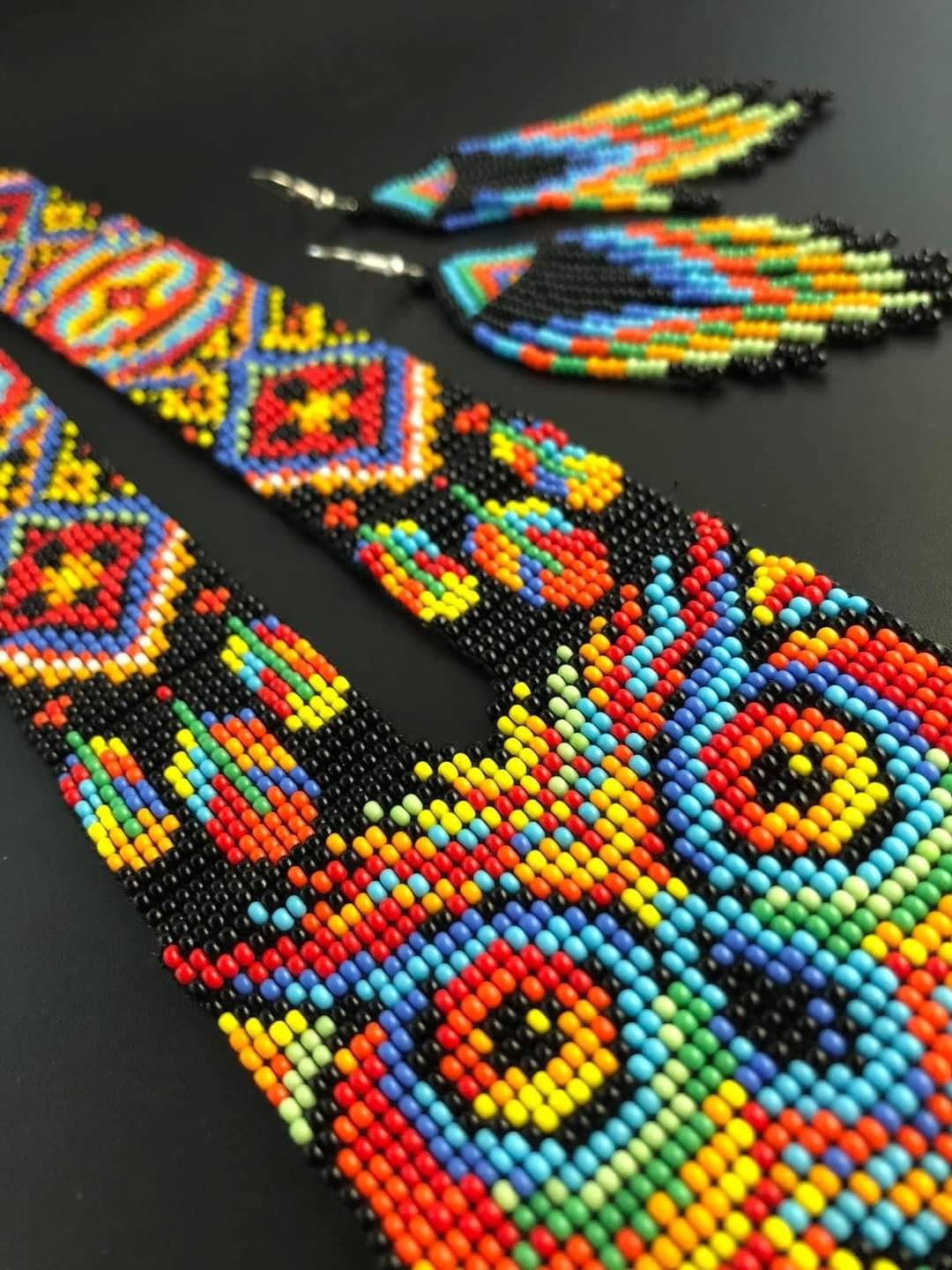Handmade Beaded Owl Necklace & Earrings Set