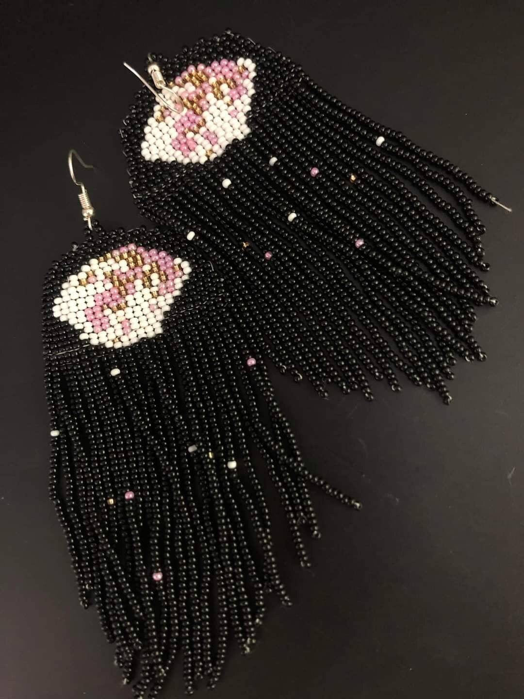 Handmade Full Moon Beaded Earrings