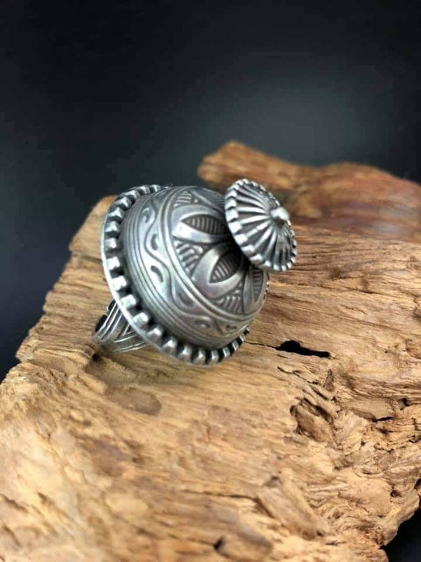 Oxidized Silver Lookalike Ring: Indian Bollywood Style, Adjustable