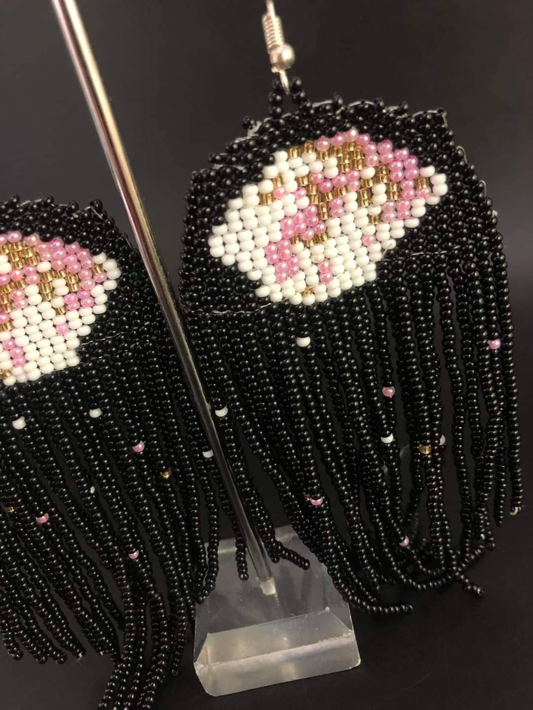 Handmade Full Moon Beaded Earrings