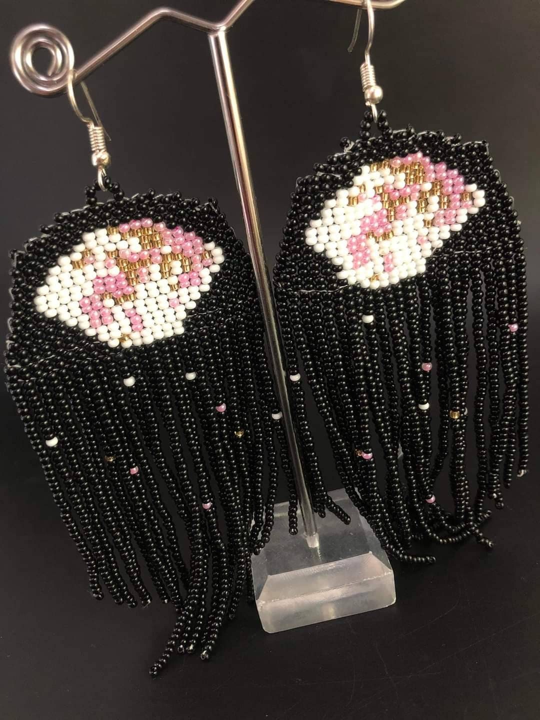 Handmade Full Moon Beaded Earrings