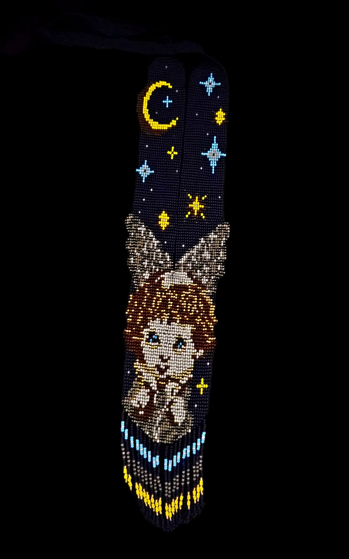 Handcrafted Angel Beaded Necklace: Celestial Moon & Stars
