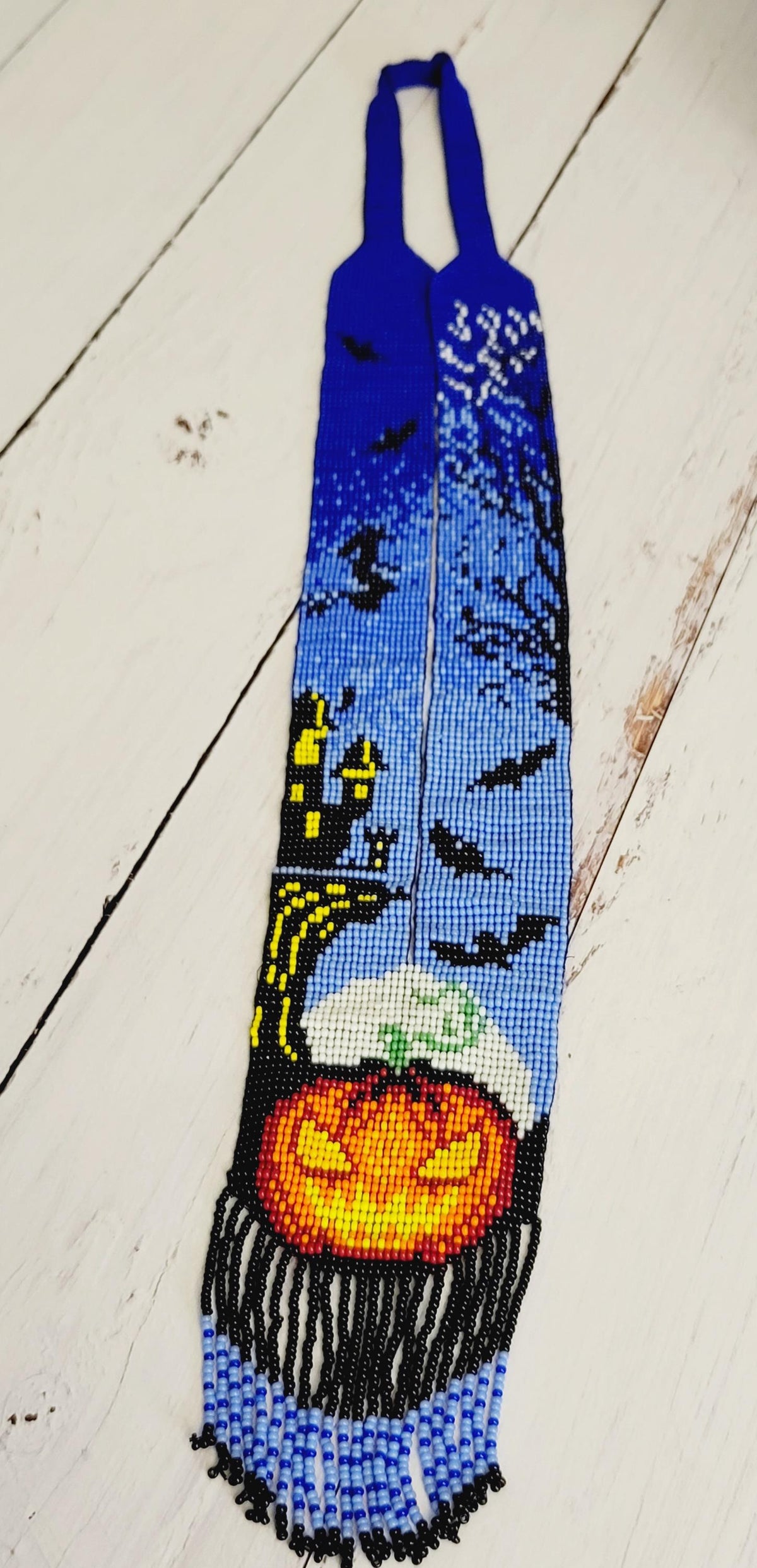 Ręcznie robiony koralikowy naszyjnik Halloween: Zestaw biżuterii z dynią