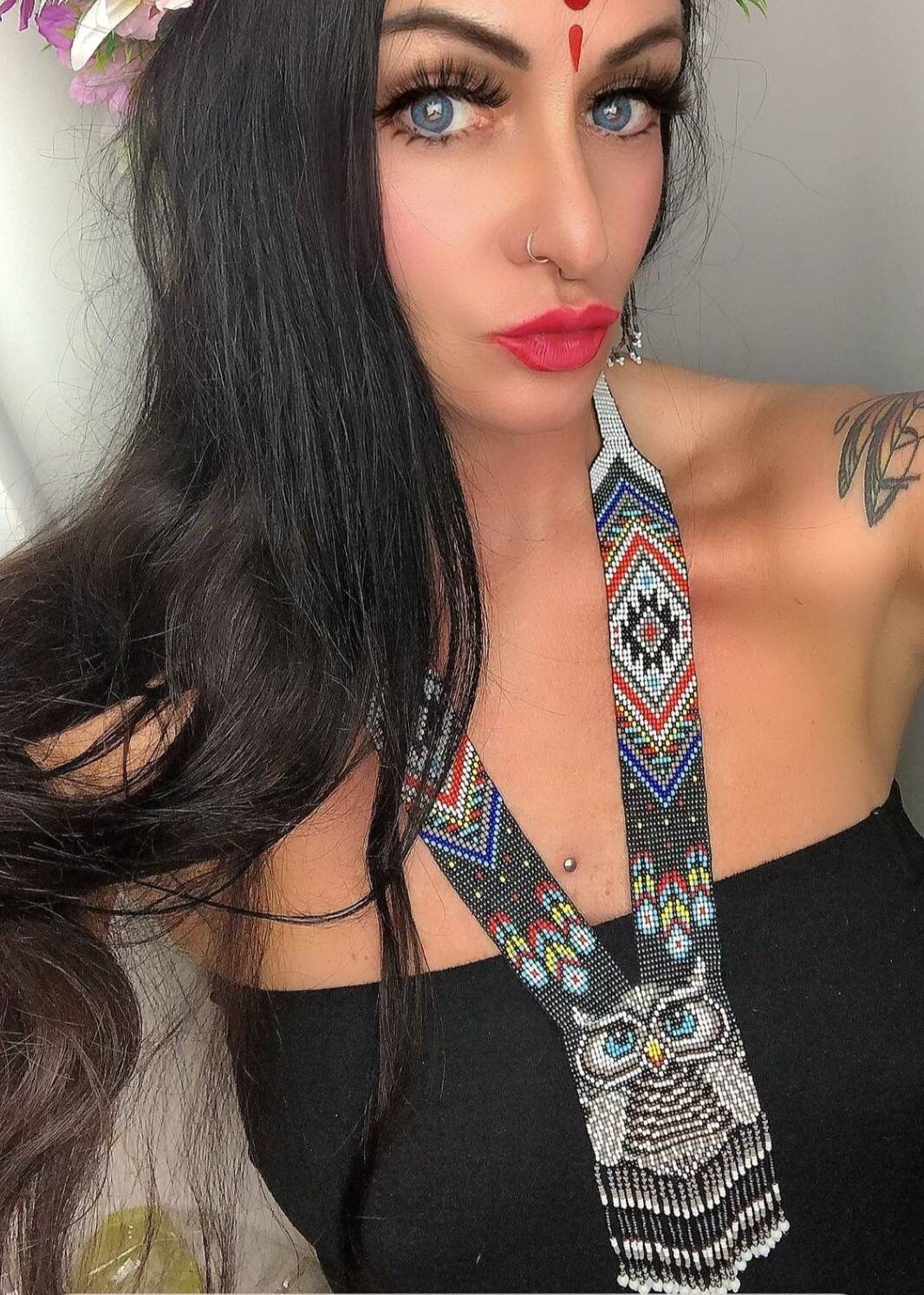 Handmade Beaded Owl Necklace & Earrings Set