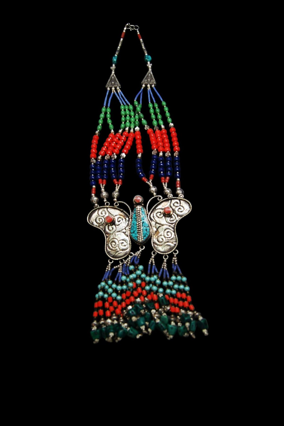 Monarch of the Himalayas: Tibetan Butterfly Beaded Necklace