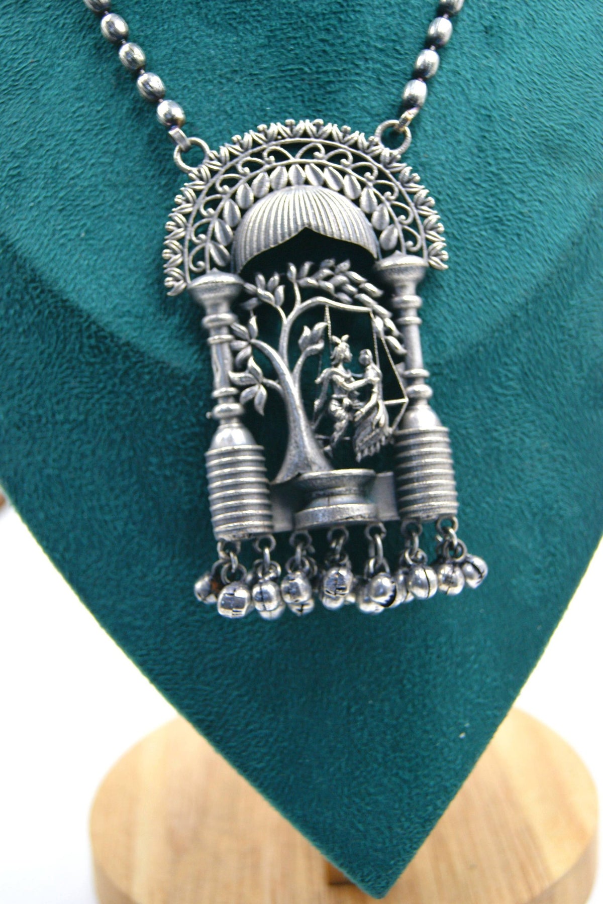 Oxidized Radha Krishna Heritage Necklace