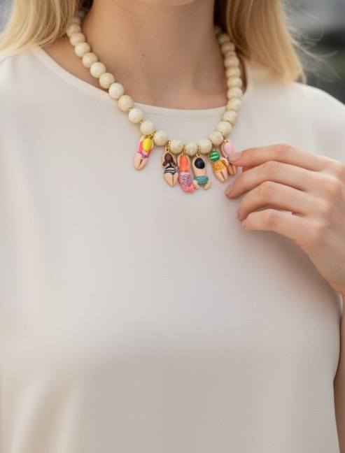 Handmade Mermaid Beaded Necklace: Colorful Pendant Design
