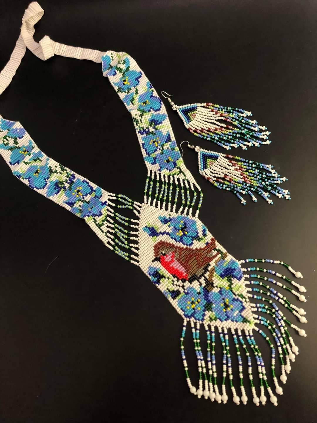 Handmade Beaded Bird Statement Necklace