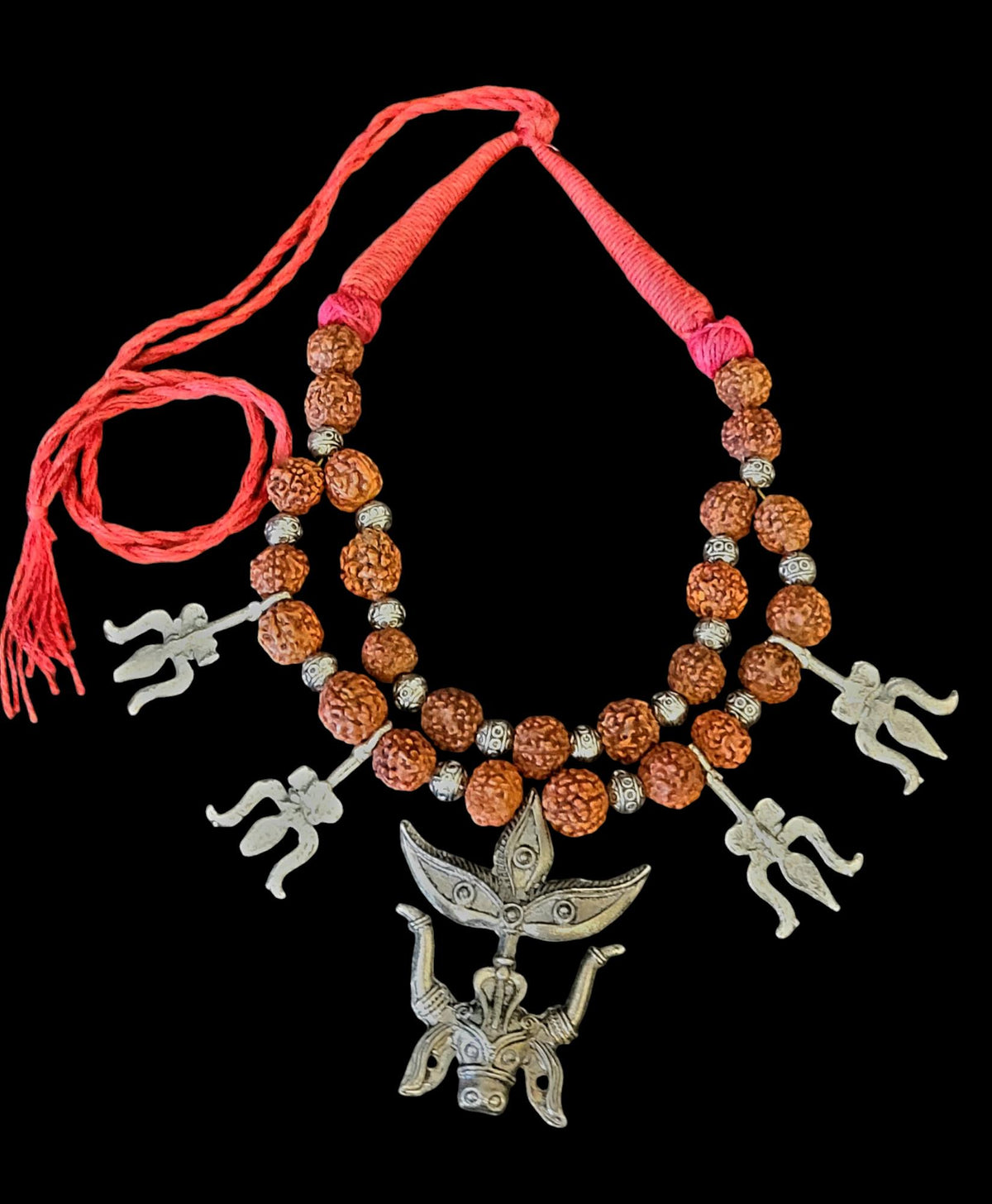 Naszyjnik bogini Kali: Wisiorek z nici Rudraksha, hinduski amulet