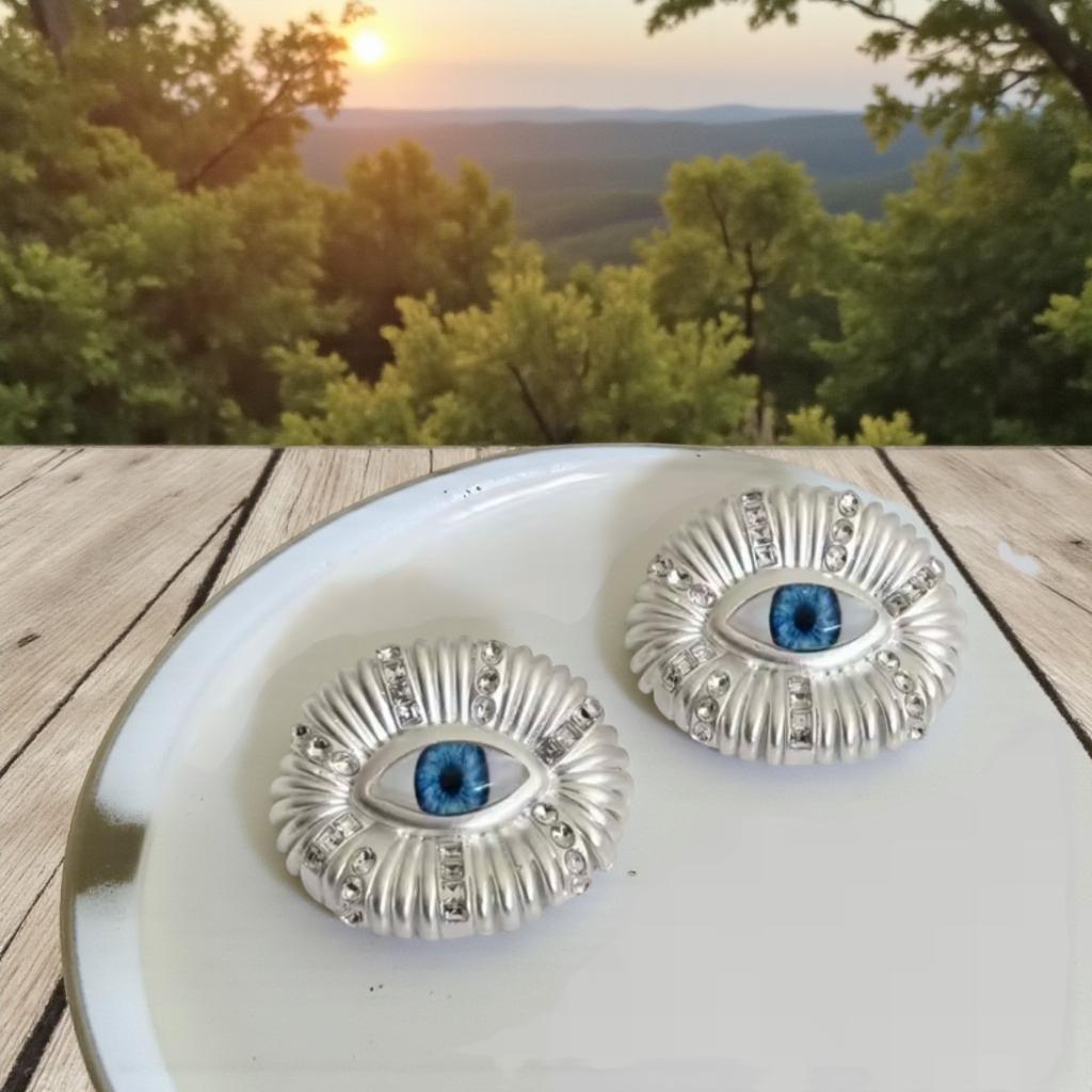 Surrealist Evil Eye Silver Statement Earrings