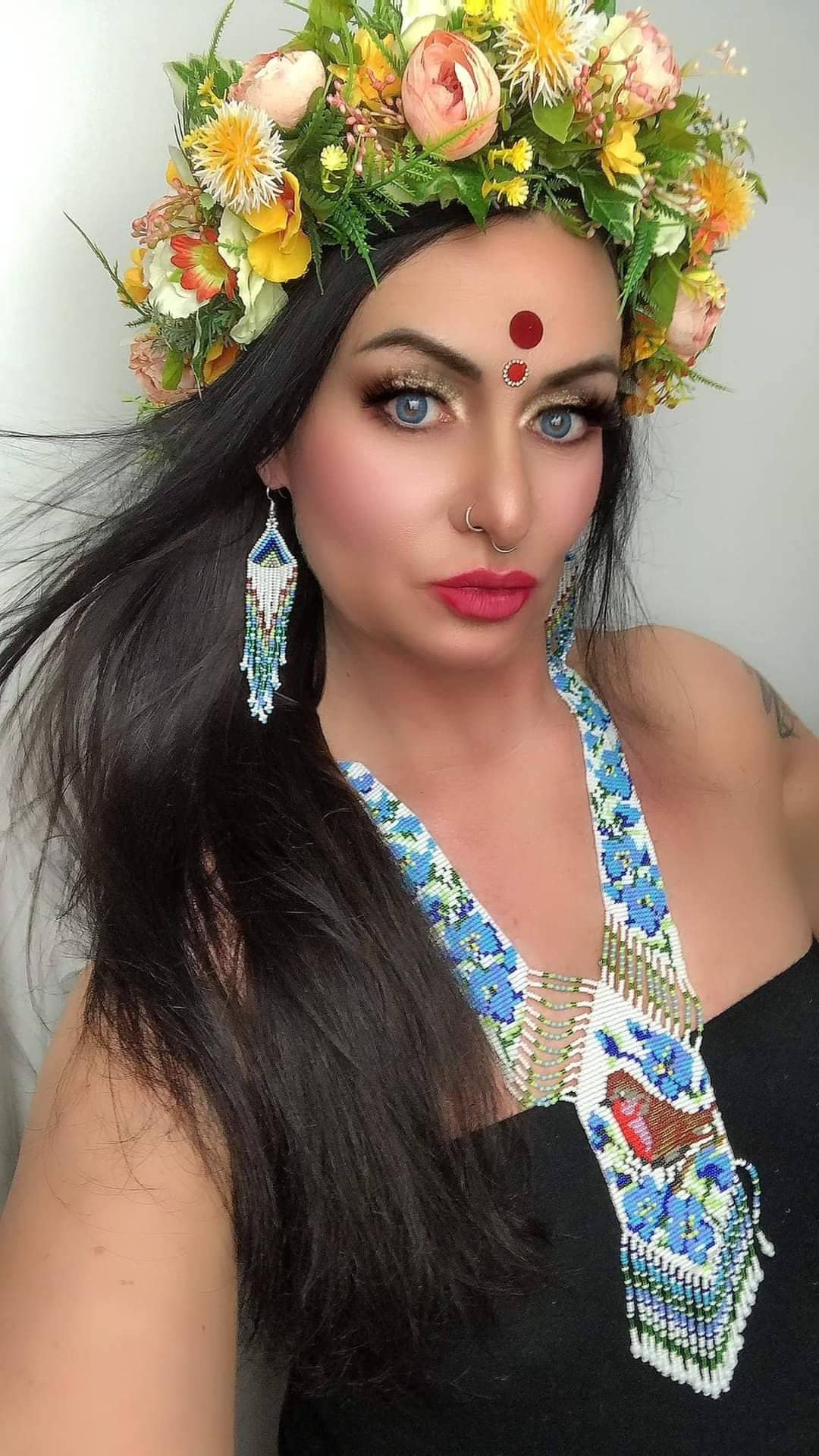 Handmade Beaded Bird Statement Necklace
