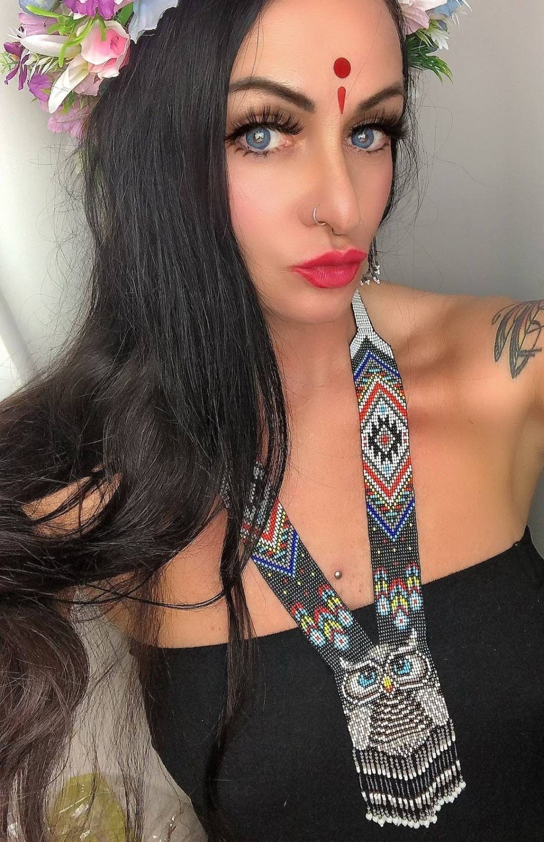 Handmade Beaded Owl Necklace & Earrings Set