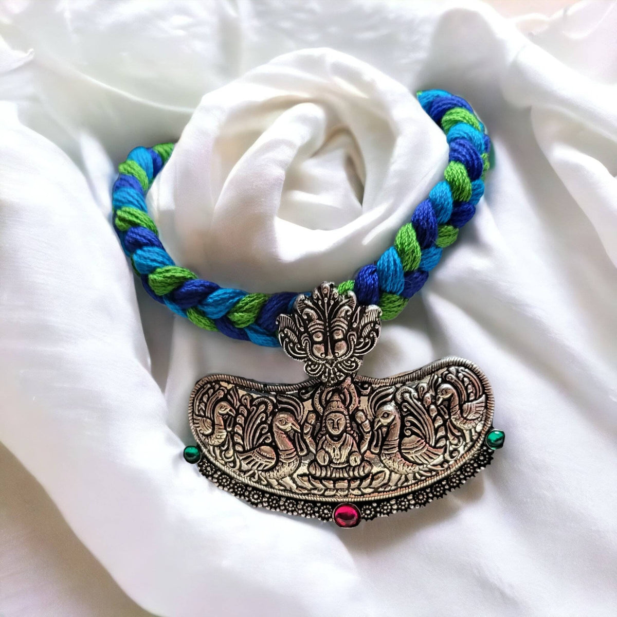 Goddess Lakshmi Choker: Hindu Pendant Necklace, Indian Jewelry