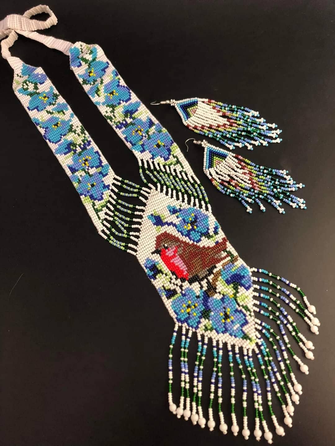 Handmade Beaded Bird Statement Necklace