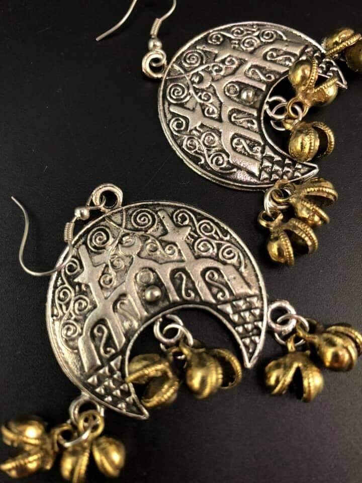Mosque-Shaped Beaded Earrings: Religious Silver Jewelry