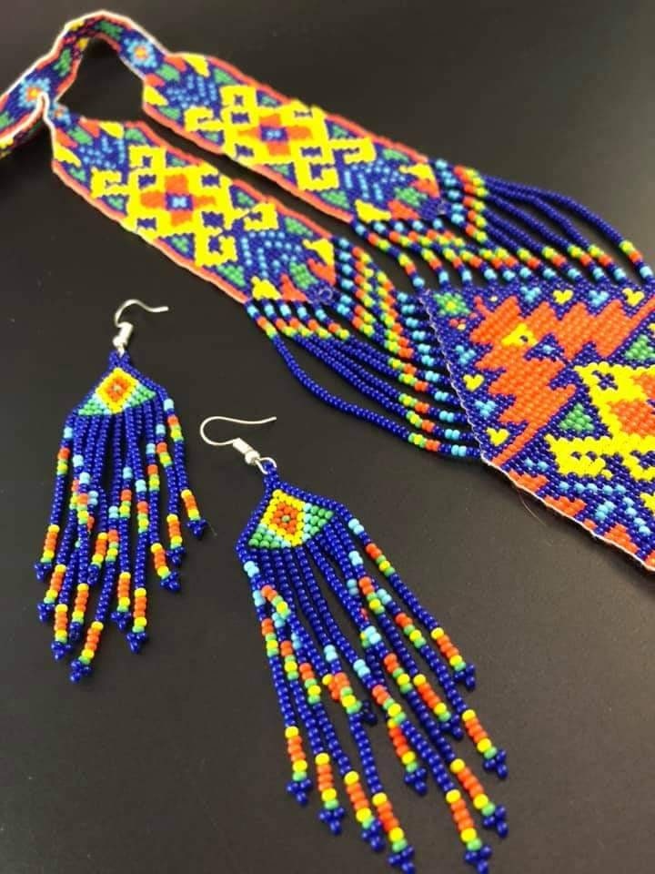 Handmade Mandala Beaded Necklace & Earrings Set