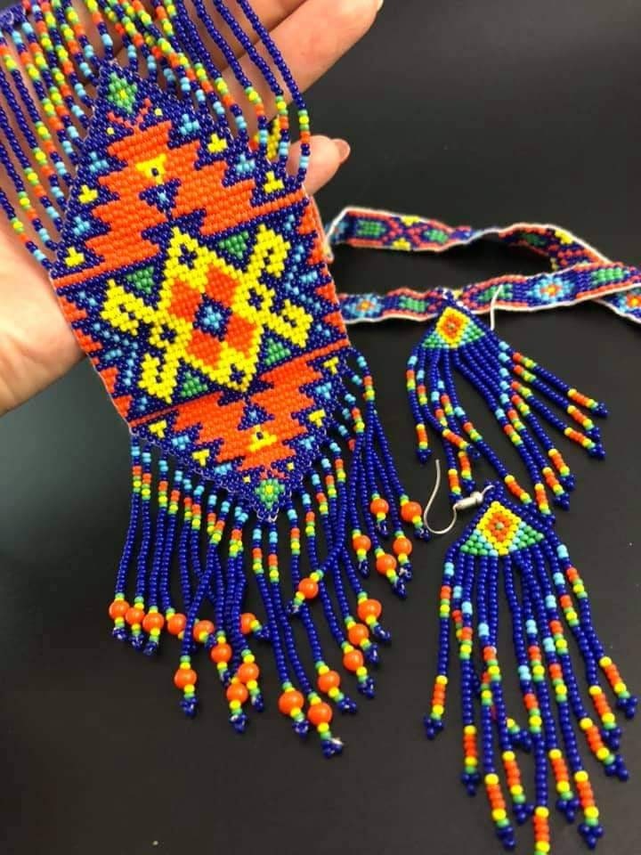 Handmade Mandala Beaded Necklace & Earrings Set