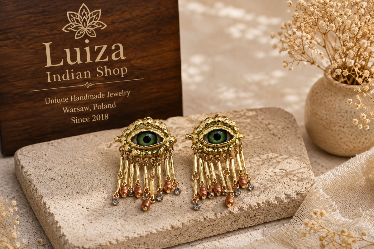 Evil Eye Statement Dangle Earrings | Gold Boho Protective Eye Earrings for Women