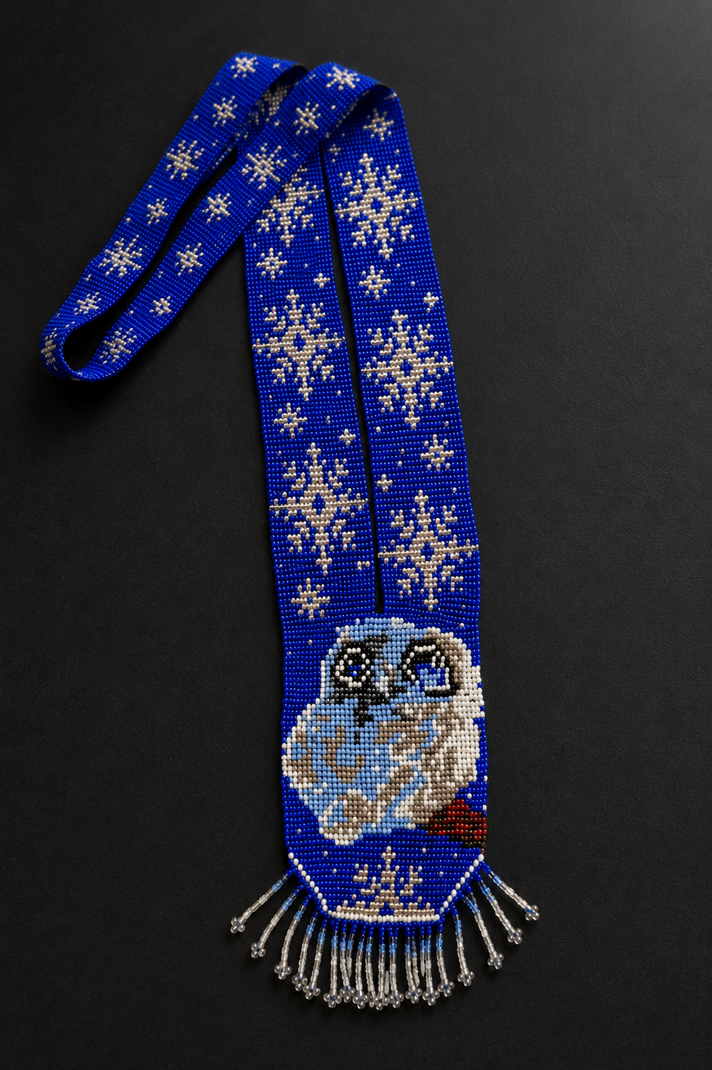 Handmade Beaded Owl Necklace: Long Spirit Animal Jewelry