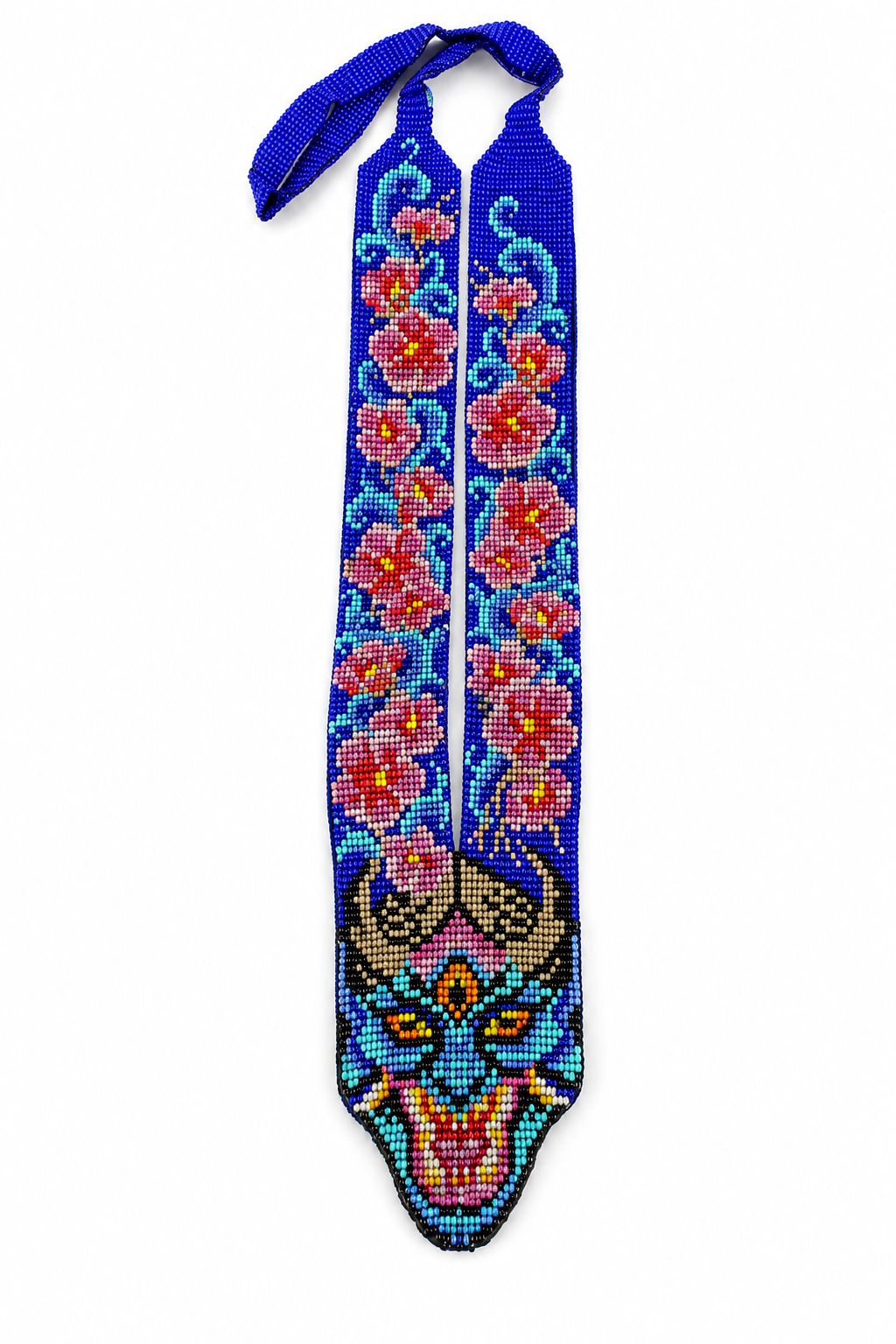 Naszyjnik ręcznie robiony Trzecie Oko z koralików seed beads: Etniczna duchowa biżuteria kwiatowa